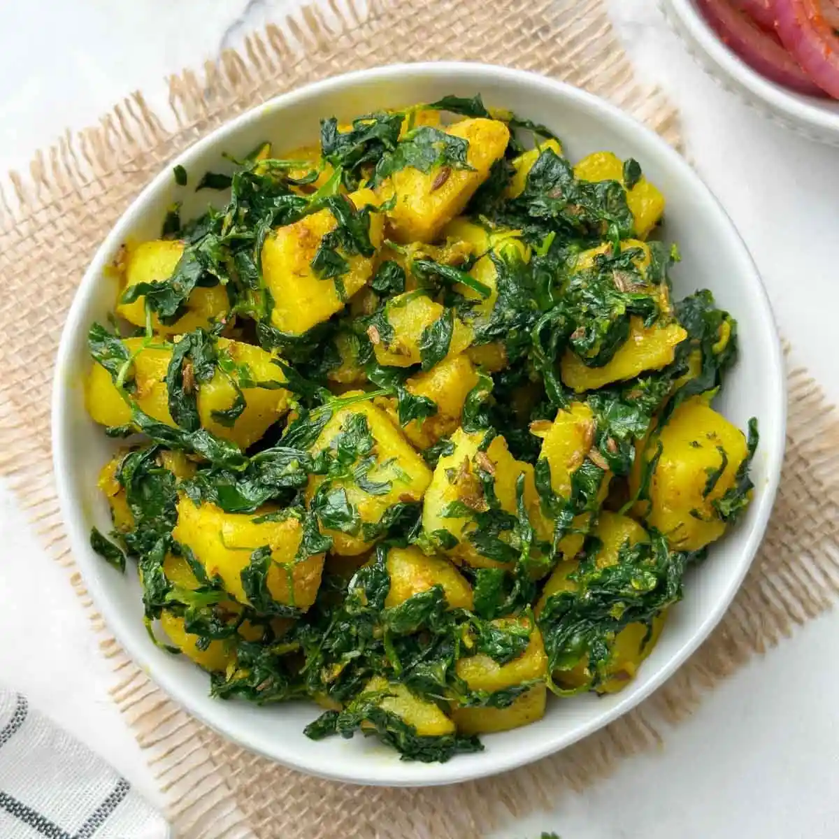 Fresh seasonal aloo methi sabzi Jaipur