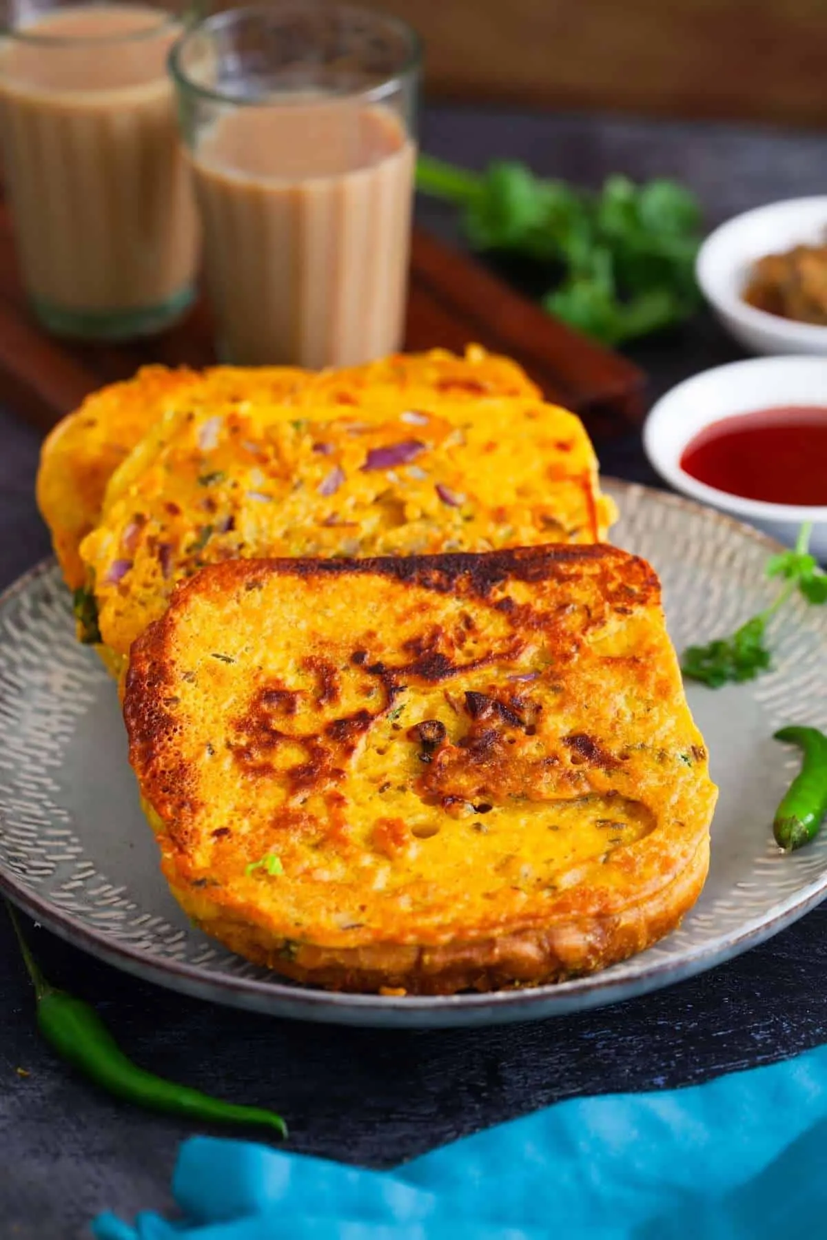 Besan Bread Pyaz Toast